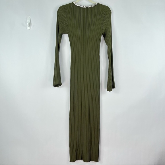 WAYF Cinthia Jewel Neck Long Sleeve Rib Midi Dress sz Large - Picture 5 of 13